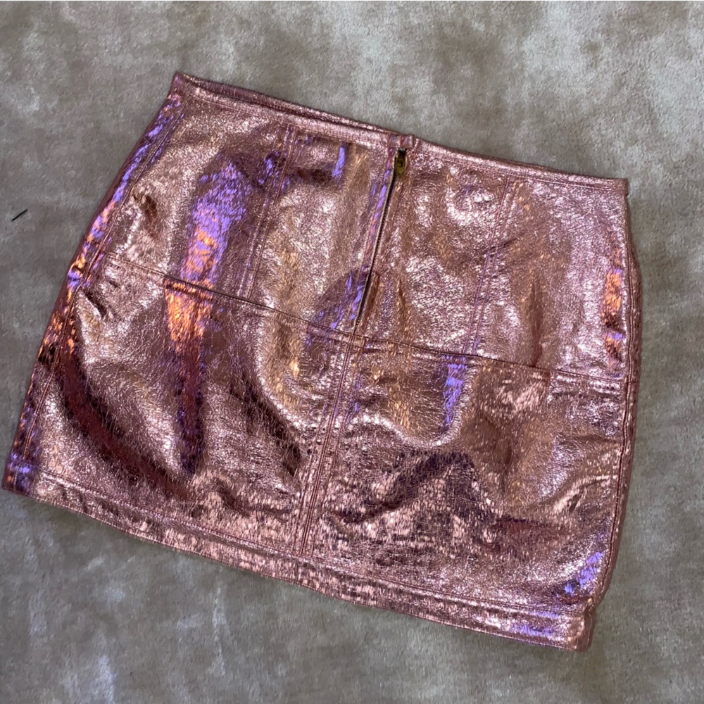 For Love & Lemons metallic pink mini skirt